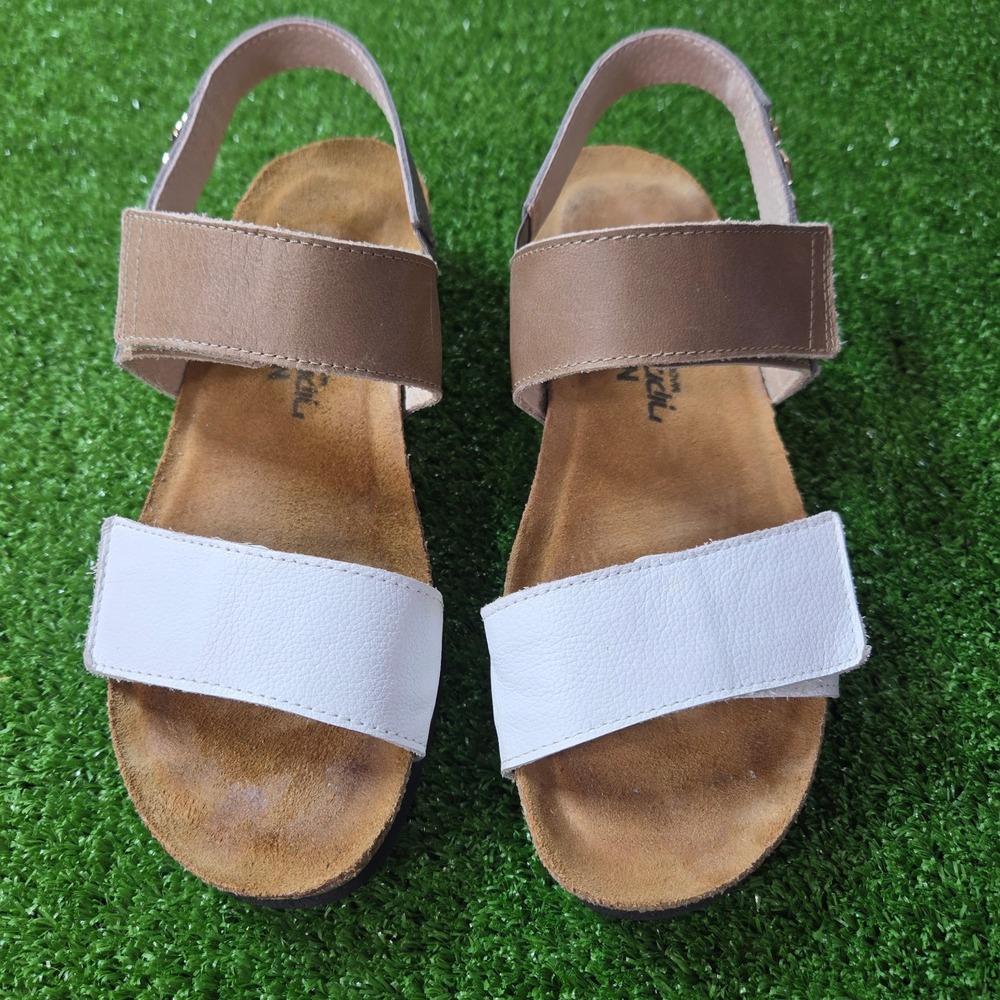 NOAT Eliana Leather Sandals Womens size EU 38 U.S. 7 White & Tan - Picture 3 of 9
